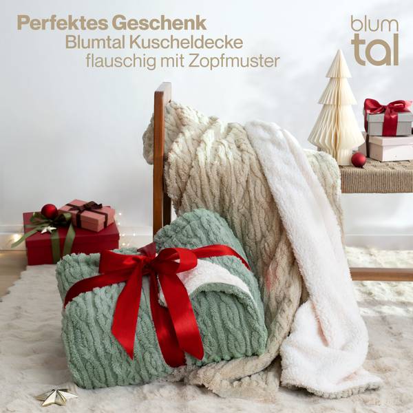 Kuscheldecke SHERPA mit Zopfstrick-Optik kaufen