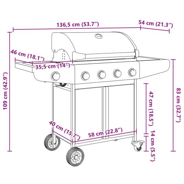 Gasgrill 3033557 Silber - Metall - 54 x 109 x 136 cm