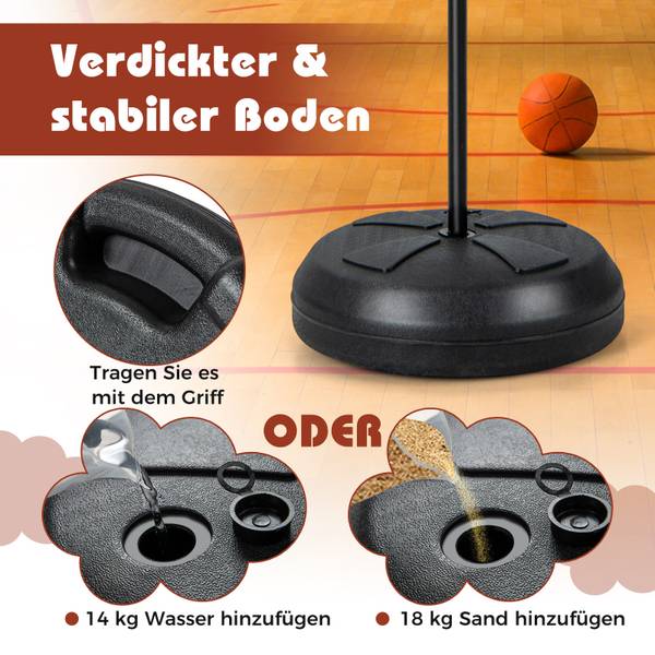Basketballkorb EB59080DE Schwarz - Metall - 43 x 180 x 43 cm