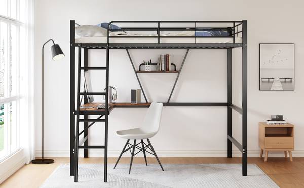 Hochbett-O2218 Schwarz - Metall - 149 x 181 x 205 cm