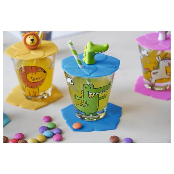 Kinderbecher mit Deckel Bambini 6er Set Glas - 2 x 2 x 2 cm