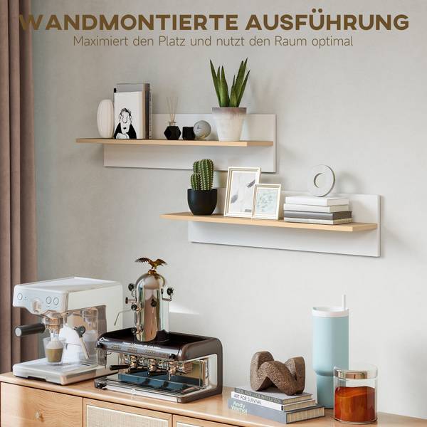 Wandregal 83C-163V90WT 2-er Set Weiß - Holzwerkstoff - 17 x 20 x 80 cm