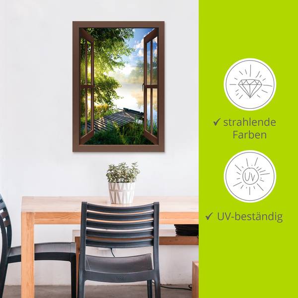 Alubild Fensterblick Angelsteg Braun - 70 x 100 cm