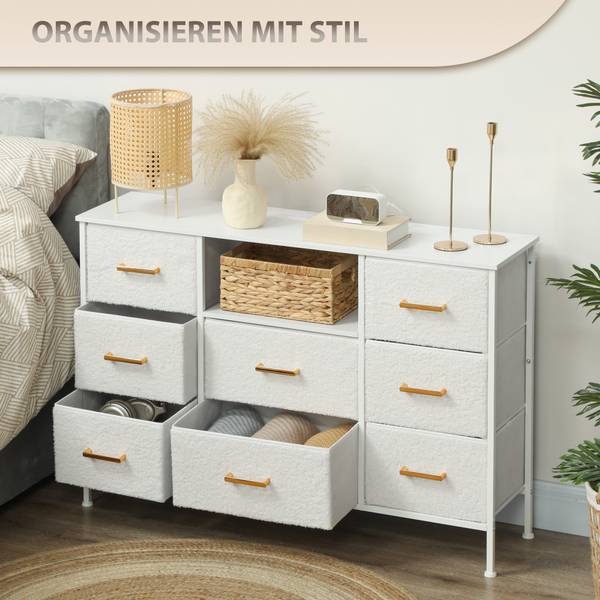 Kommode 831-979V90CW Weiß - Polyester - 30 x 76 x 110 cm