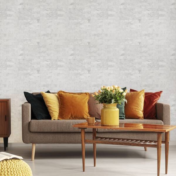 Papier Peint marbre pierre brique Gris - Papier - 53 x 1000 x 1000 cm
