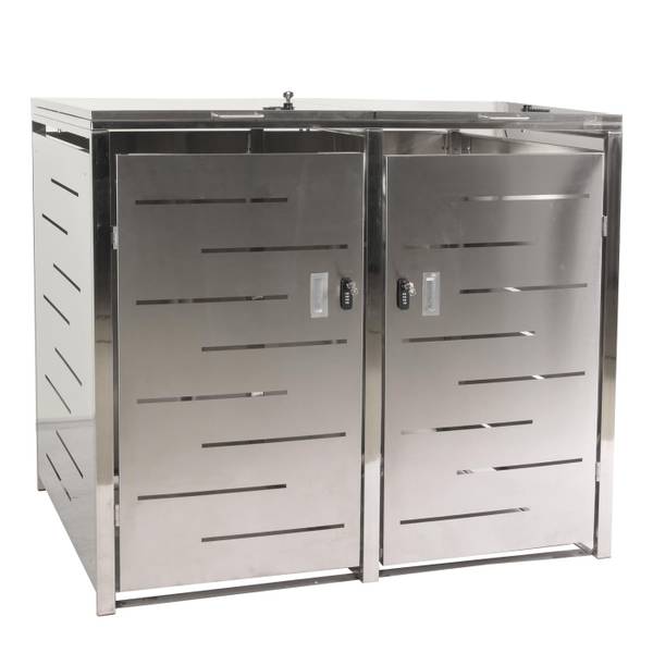 Afvalbakafdekking voor 2 bakken E83 zilver - staal - 131 x 116 x 80 cm