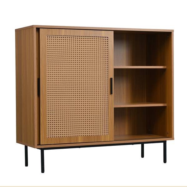 Zijkastje RattanWalnut Ⅲ bruin - staal - 100 x 90 x 37 cm