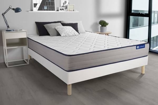 Bettgestell und Matratze Actilatex form Weiß - Massivholz - 130 x 51 x 190 cm