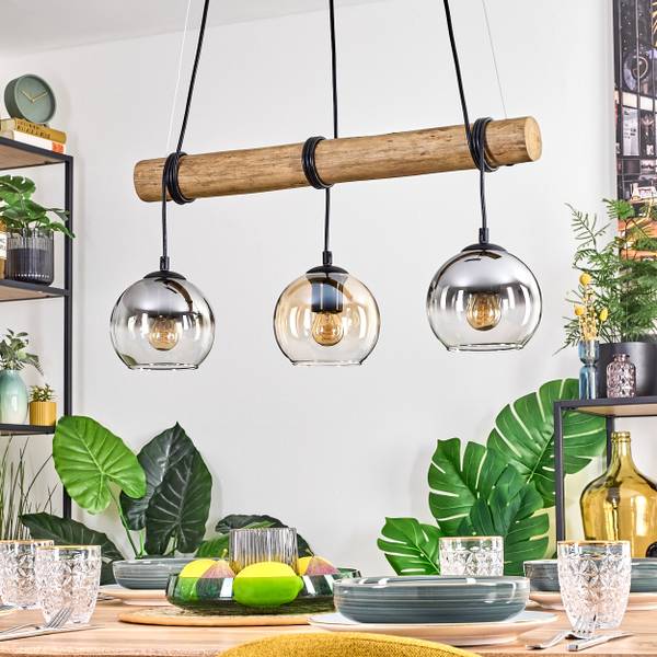 Pendelleuchte Cesaro Grau - Gelb - Holzwerkstoff - Metall - 30 x 30 x 80 cm