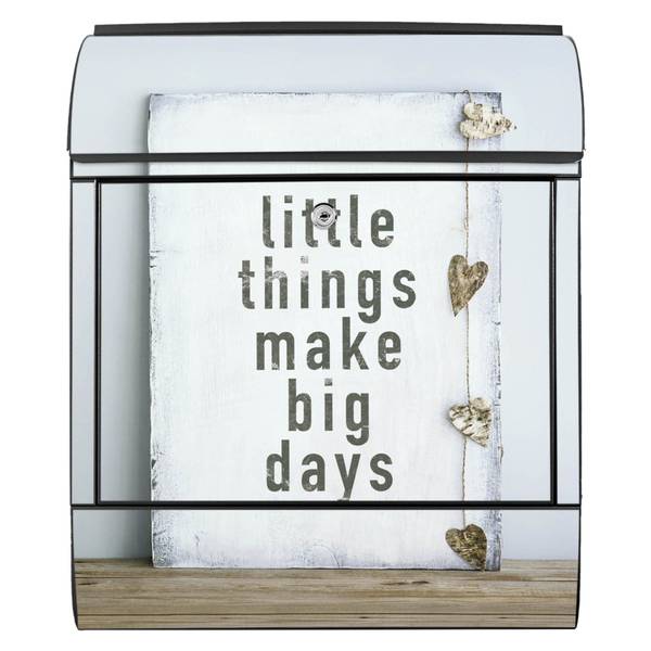 Briefkasten Stahl Little Things Schwarz - Stahl - 38 x 46 x 13 cm