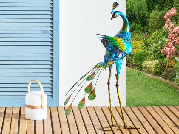 Gartenfigur PEACOCK Blau - Metall - 26 x 75 x 18 cm