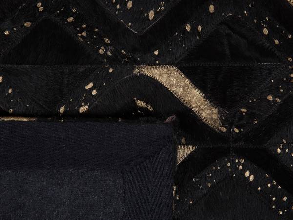 Teppich DEVELI Schwarz - Gold - Echtleder - 140 x 140 x 140 cm