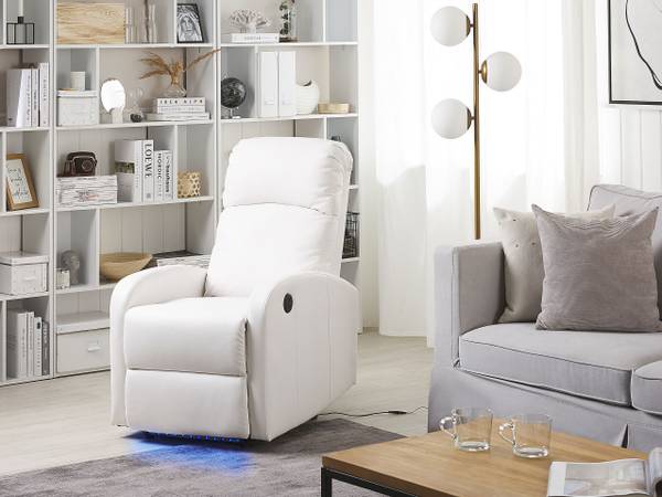 Fauteuil de relaxation VIRRAT Noir - Blanc - Cuir synthétique - 65 x 100 x 91 cm