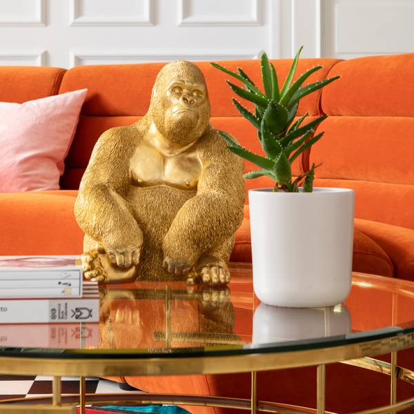 Deko Figur Monkey Gorilla Side Gold - Polyresin - 30 x 39 x 28 cm