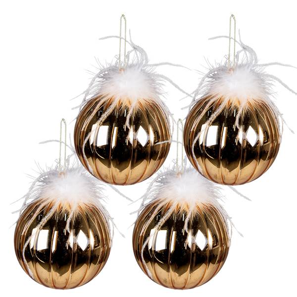 Weihnachtskugel Xmas 93579 4er Set Gold - Glas - 12 x 12 x 12 cm