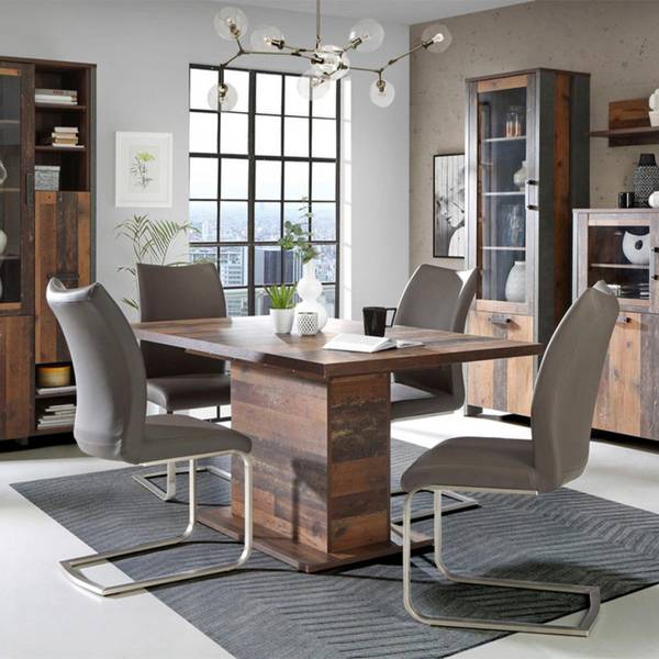 Table extensible BUCK Marron - En partie en bois massif - 200 x 77 x 90 cm