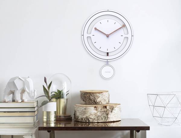 Horloge murale design Orbitus Blanc - Bois manufacturé - 29 x 29 x 1 cm