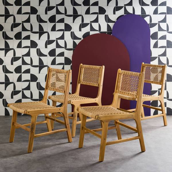 Stuhl Ocara 4er Set Beige - Holz teilmassiv - 59 x 85 x 48 cm
