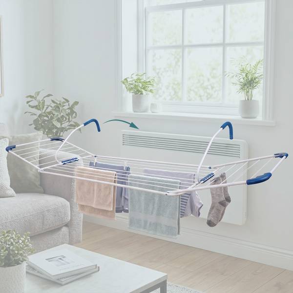 Radiatorrek blauw - wit - staal - 175 x 29 x 55 cm