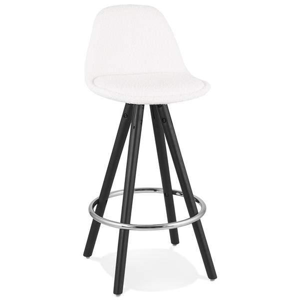 Tabouret De Bar FLORENCE Blanc - Tissu structuré - Tissé à plat - 41 x 87 x 41 cm