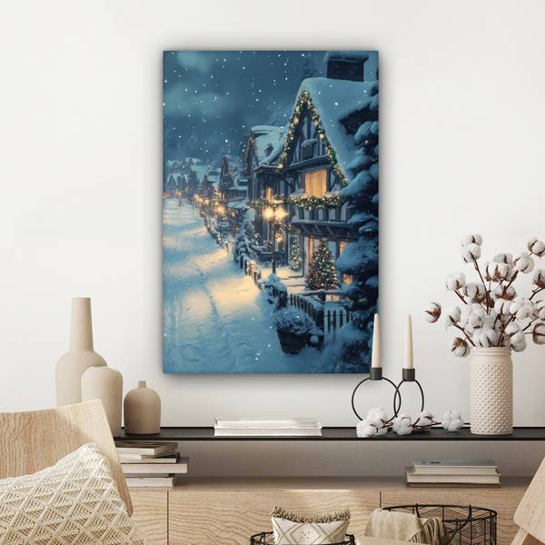 TABLEAU SUR TOILE Village de Noël 60 x 90 cm