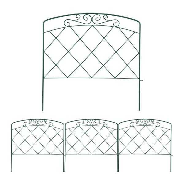 Relaxdays Lot De 4 Bordures De Parterre En Métal - H X L : 28 X 38,5 Cm Chacune - Bordure De Parterre Pour Jardin - Clôture Décorative à Emboîter - Bronze