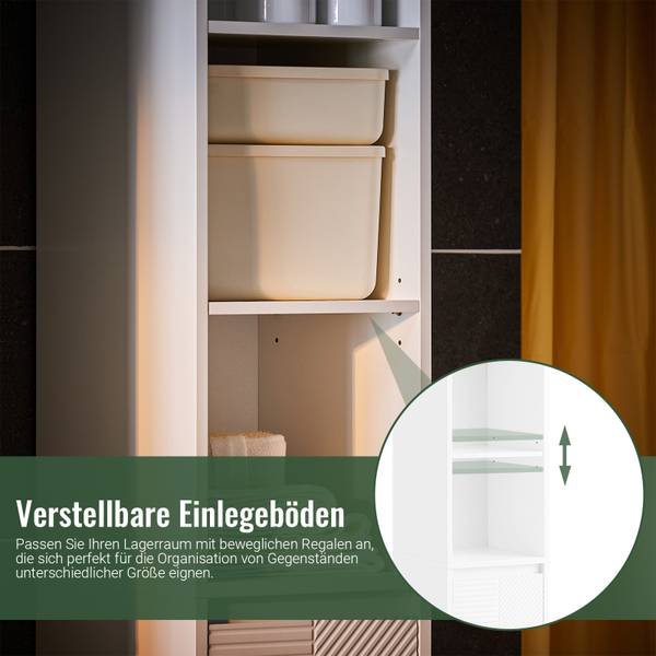 Hochschrank BZR158-W Weiß - Holzwerkstoff - 30 x 170 x 30 cm