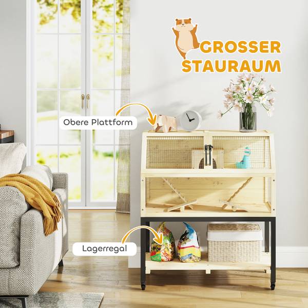 Zwerghamsterkäfig D51-443V00ND Braun - Massivholz - 43 x 101 x 87 cm