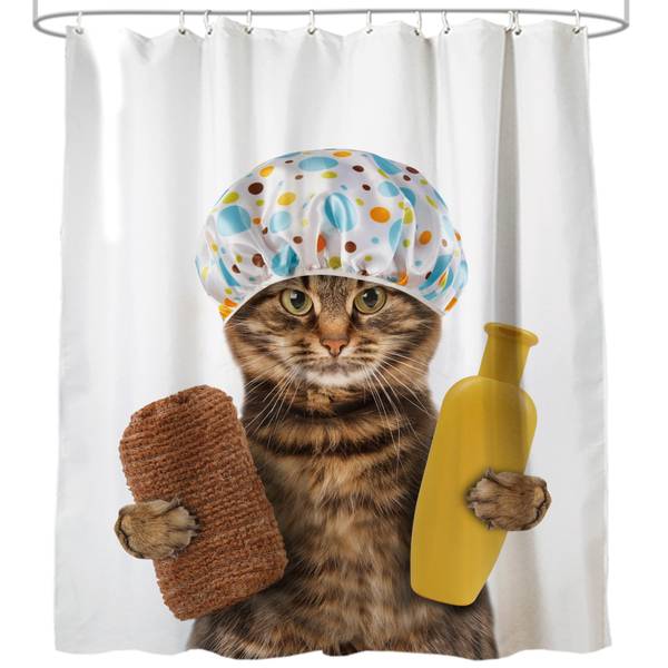Rideau de douche Chat de Douche Marron - Polyester - 180 x 200 x 200 cm
