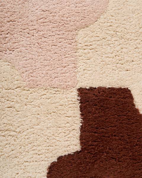 Teppich JIGSAW Beige - Braun - Pink - Naturfaser - 90 x 120 cm