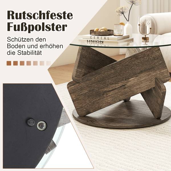 Glastisch TH32912SDDE Grau - Holzwerkstoff - 81 x 49 x 81 cm