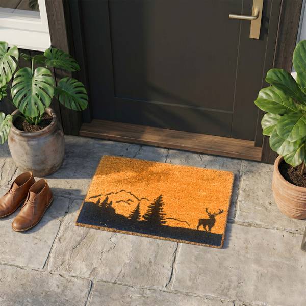 Kokos Fußmatte mit Motiv 60x40 cm Schwarz - Braun - Naturfaser - Kunststoff - 60 x 2 x 40 cm