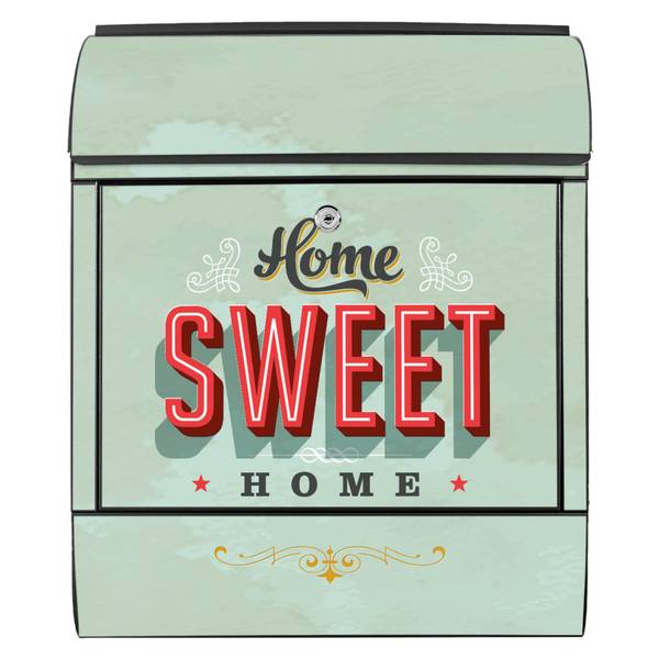 Briefkasten Stahl Home Sweet Home Schwarz - Stahl - 38 x 46 x 13 cm