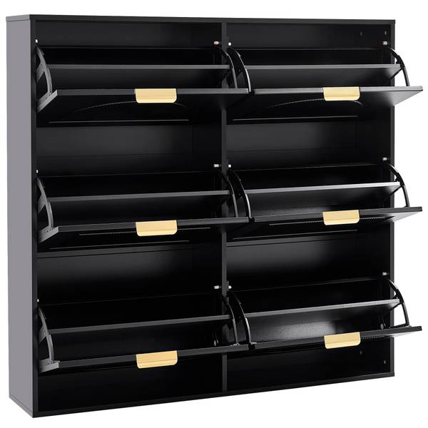 Schuhkipper SHEFLine Ⅲ Schwarz - Holzwerkstoff - 118 x 115 x 25 cm