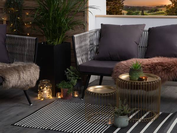 Teppich HALDIA Schwarz - Weiß - Textil - 90 x 90 x 90 cm
