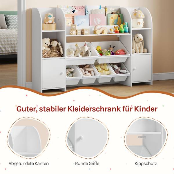 Kinderregal BV-001 Weiß - Holzwerkstoff - Kunststoff - 136 x 90 x 30 cm