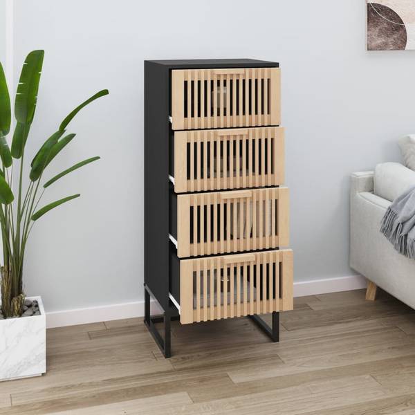 Highboard DE5038 Schwarz - Holzwerkstoff - 40 x 95 x 30 cm