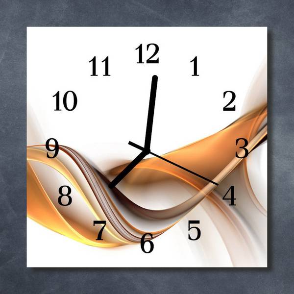 Wanduhr Abstrakt orange Orange - Glas - 30 x 30 x 1 cm