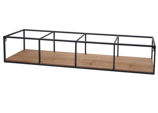 Wandregal Q81 Schwarz - Braun - Tanne - Eisen - 104 x 21 x 18 cm