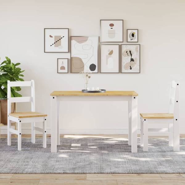 Essstühle 2er Set D9492 Weiß - Massivholz - 90 x 45 x 46 cm