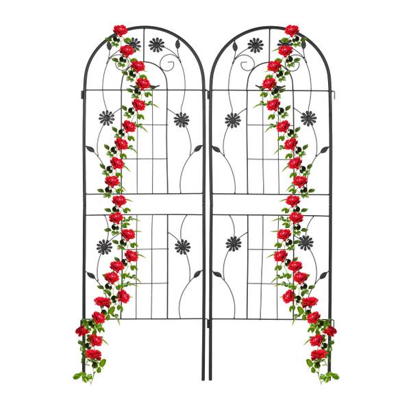 Grille tuteur plante lot de 2, 150 cm Noir - Fer - 50 x 150 x 2 cm