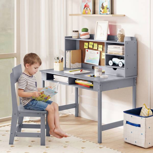 Kinderschreibtisch mit Stuhl 6132 Grau - Holzwerkstoff - 110 x 110 x 60 cm