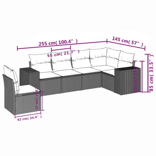 Garten-Lounge-Set 3034521-1 6-teilig Schwarz