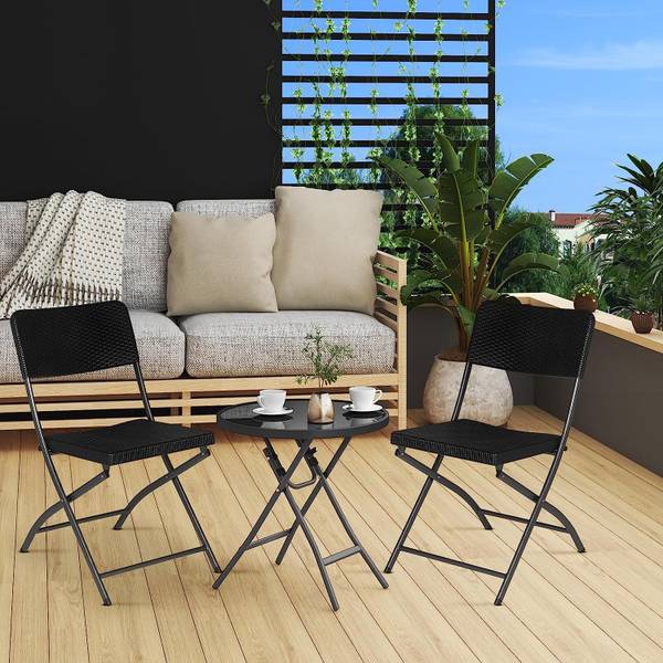 Klappstuhl Silvina (2er Set ) Schwarz - Textil - 46 x 81 x 59 cm