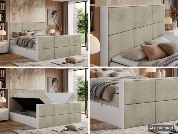 Boxbett DELVIT DUO Beige - Breite: 144 cm - H3