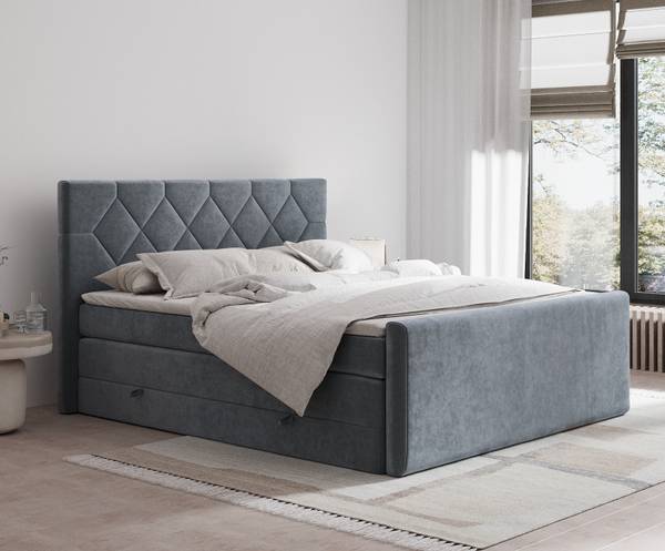 Lit à sommier Toma Gris - Largeur de la surface de couchage : 140 cm
