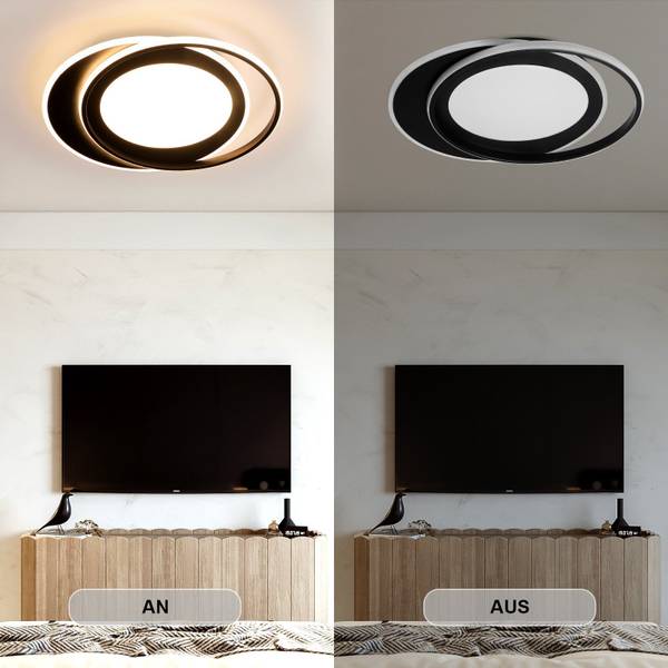 LED Deckenleuchte Sonnensystem Schwarz - Metall - 48 x 7 x 49 cm