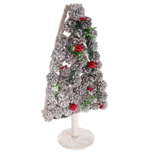 Decoratieve kerstboom M17 wit - populierenhout - 32 x 60 x 17 cm