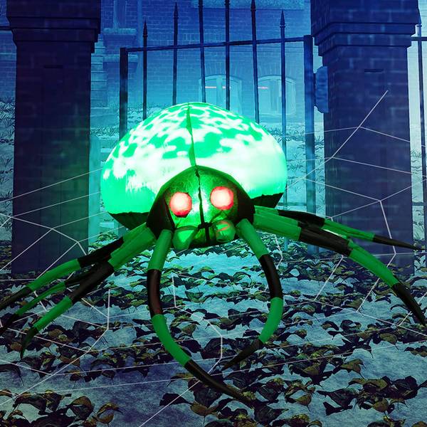 Halloween-Spinne Schwarz - Grün - Weiß - Textil - 92 x 27 x 153 cm