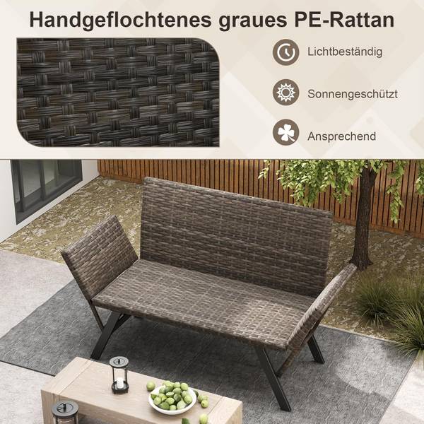 Gartenbank ZB34210SDDE Schwarz - Polyrattan - 59 x 89 x 178 cm